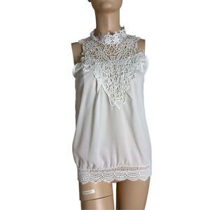 Jin Fang Rong Sleeveless White Blouse Size Medium